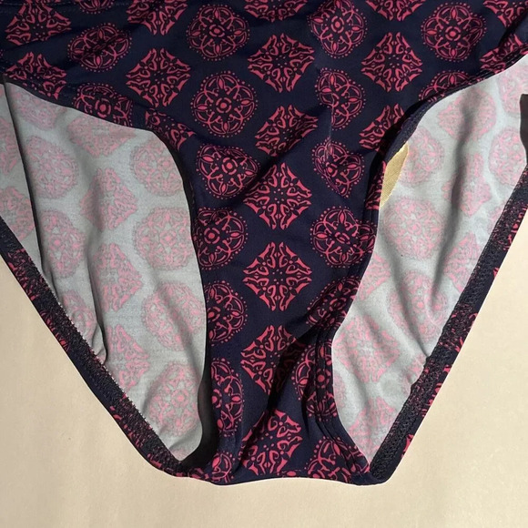 Talbots Miraclesuit High Rise Fold Over Bikini Bottom Estilo Blue Magenta Size 8 - Picture 4 of 11